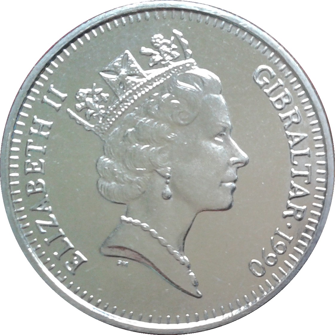 Gibraltar 10 Pence - Elizabeth II Moorish Castle; large type obverse