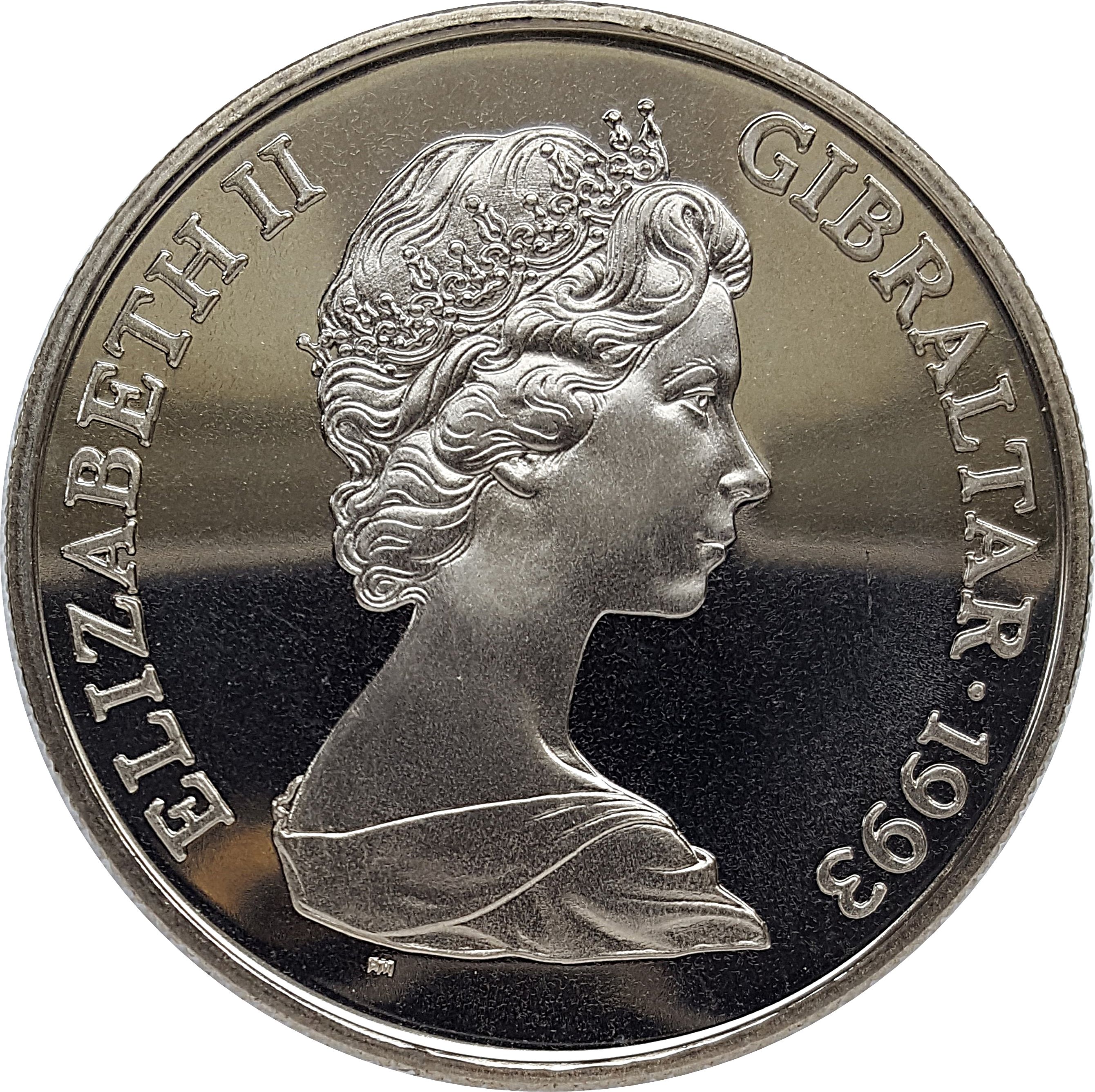 Gibraltar 1 Crown - Elizabeth II King George II obverse