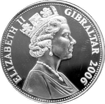 Gibraltar 5 Pounds - Elizabeth II Roll out of the Concorde Prototype obverse