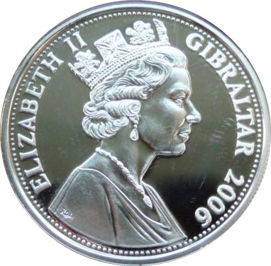 Gibraltar 5 Pounds - Elizabeth II Concorde's New York to London Record obverse