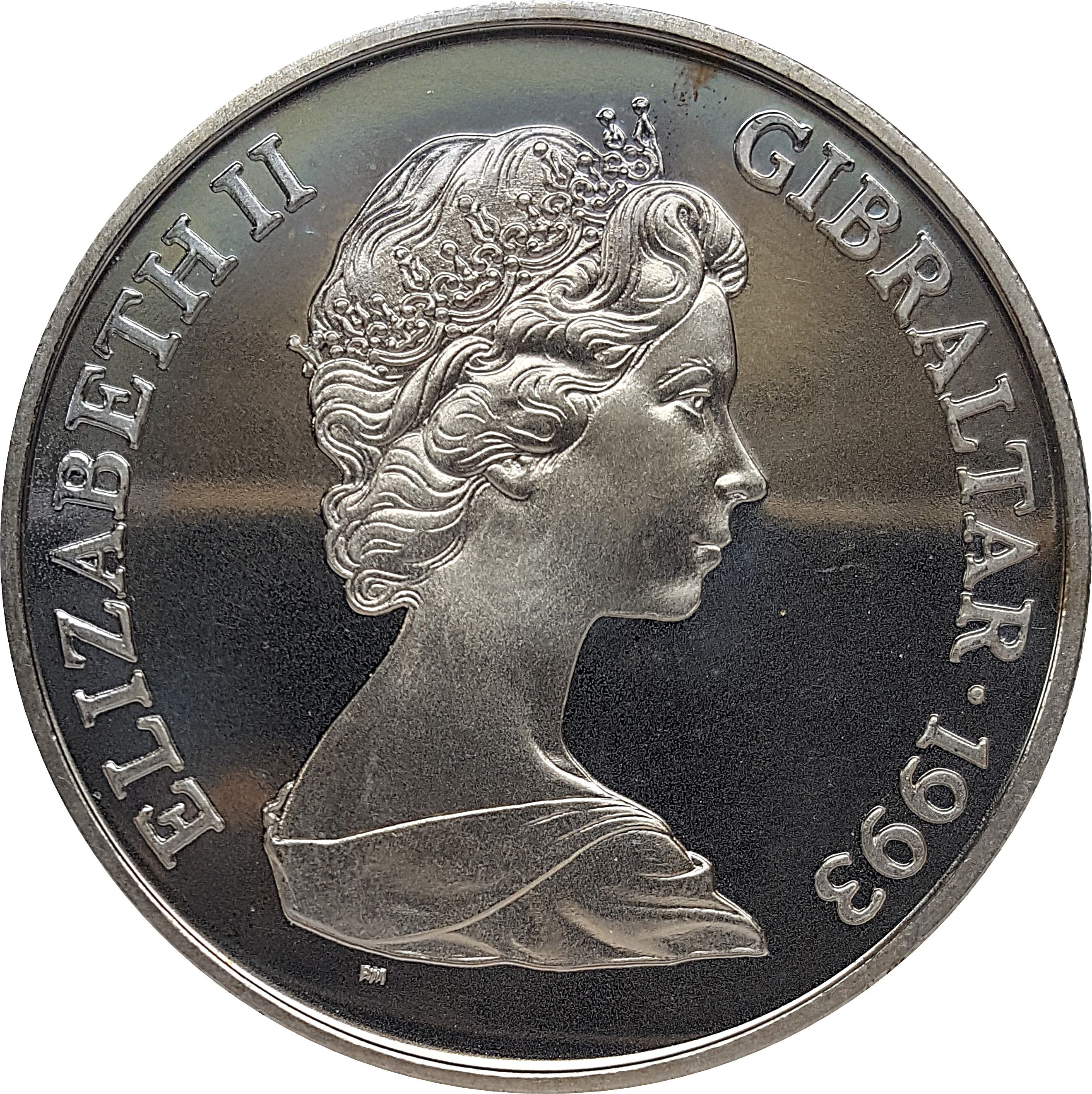 Gibraltar 1 Crown - Elizabeth II King George III obverse