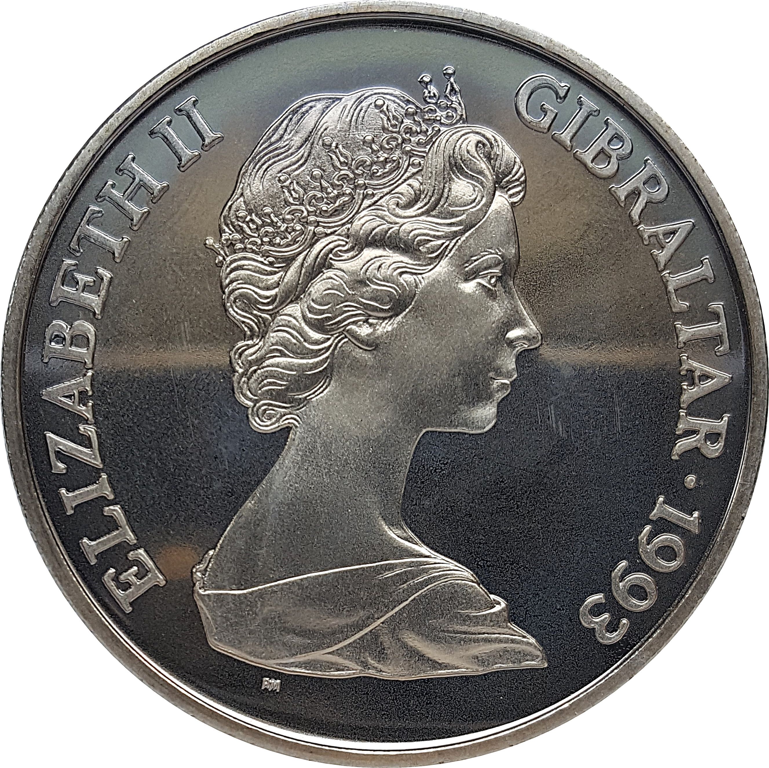 Gibraltar 1 Crown - Elizabeth II King George IV obverse