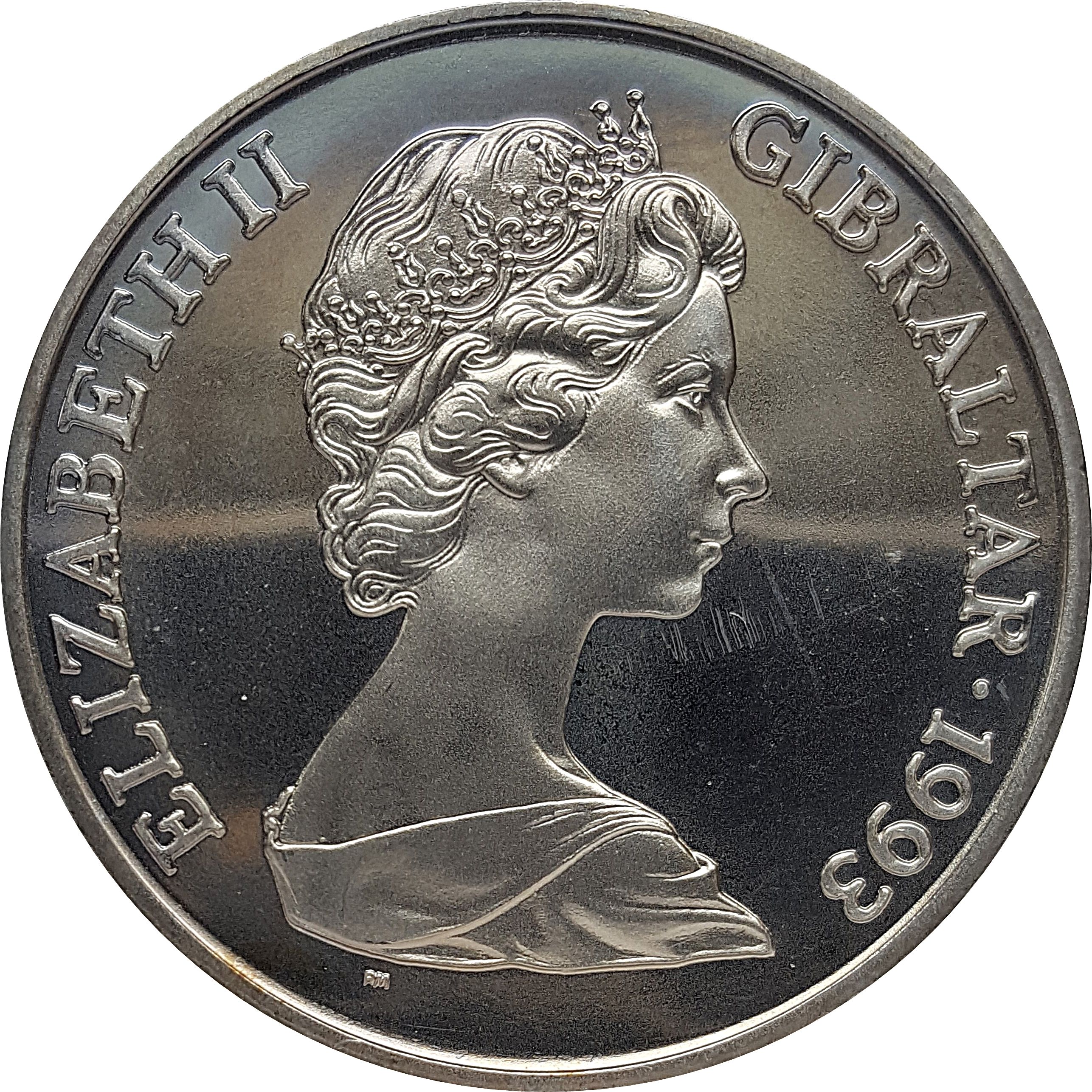 Gibraltar 1 Crown - Elizabeth II King George VI obverse