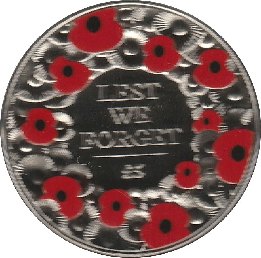 Jersey 5 Pounds - Elizabeth II Remembrance Day 2015 reverse