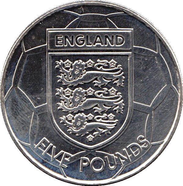 Alderney 5 Pounds - Elizabeth II English Football Team reverse