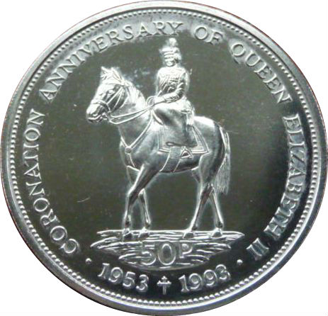 Falkland Islands 50 Pence - Elizabeth II 40th Anniversary-Coronation of Queen Elizabeth II
