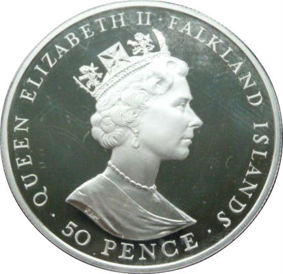 Falkland Islands 50 Pence - Elizabeth II 40th Anniversary - Reign of Queen Elizabeth II obverse