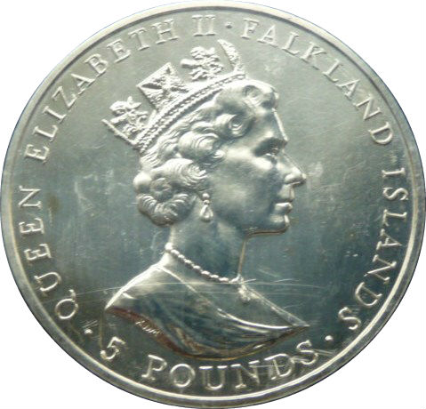 Falkland Islands 5 Pounds - Elizabeth II The Queen Mother's 90th Birthday obverse