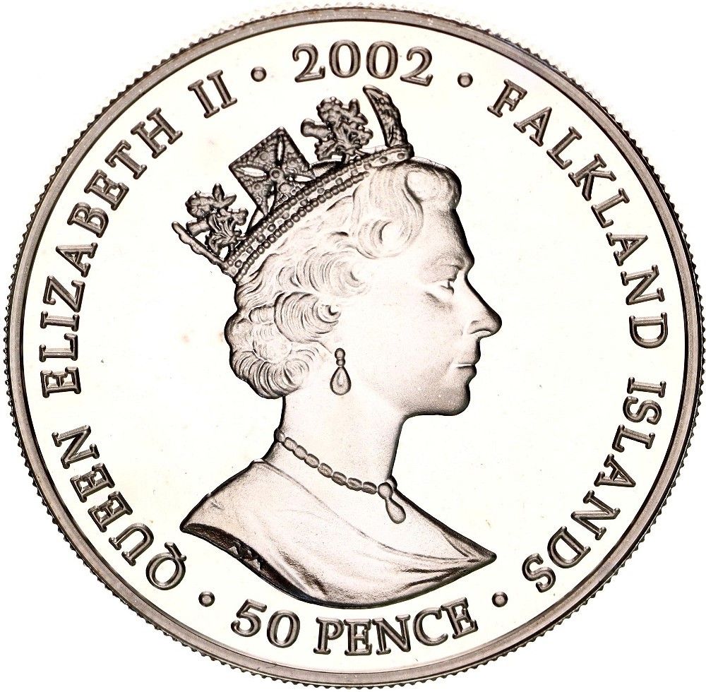 Falkland Islands 50 Pence - Elizabeth II Tree House; silver; colored obverse