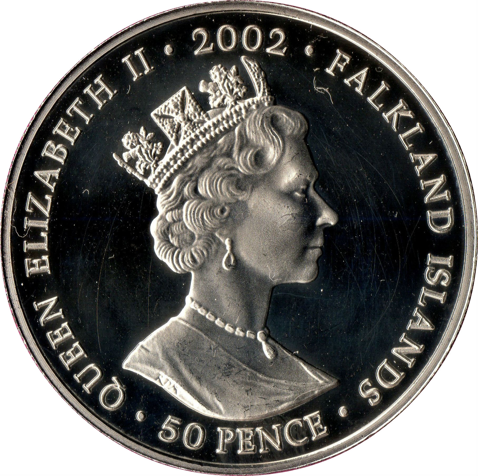Falkland Islands 50 Pence - Elizabeth II Crown; silver; colored obverse
