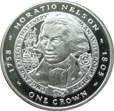 Falkland Islands 1 Crown - Elizabeth II Horatio Nelson; Silver Proof Issue