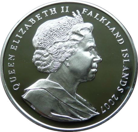 Falkland Islands 1 Crown - Elizabeth II Winston Churchill; Silver Proof Issue obverse