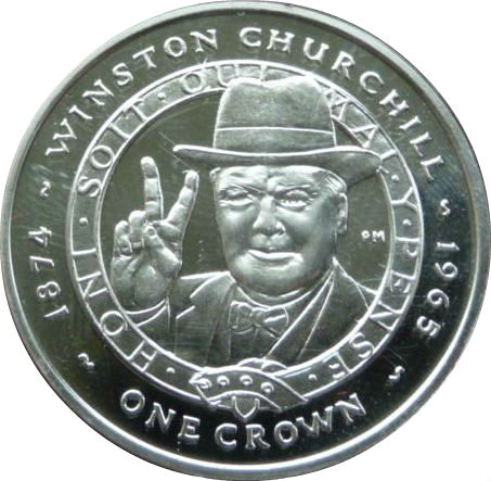 Falkland Islands 1 Crown - Elizabeth II Winston Churchill; Silver Proof Issue reverse