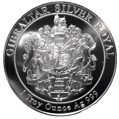 Gibraltar 15 Pounds - Elizabeth II Silver Royal - Rock of Gibraltar reverse