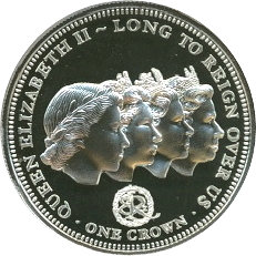 Tristan da Cunha 1 Crown - Elizabeth II Five Portraits reverse