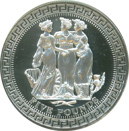 Tristan da Cunha 5 Pounds - Elizabeth II The Three Graces reverse