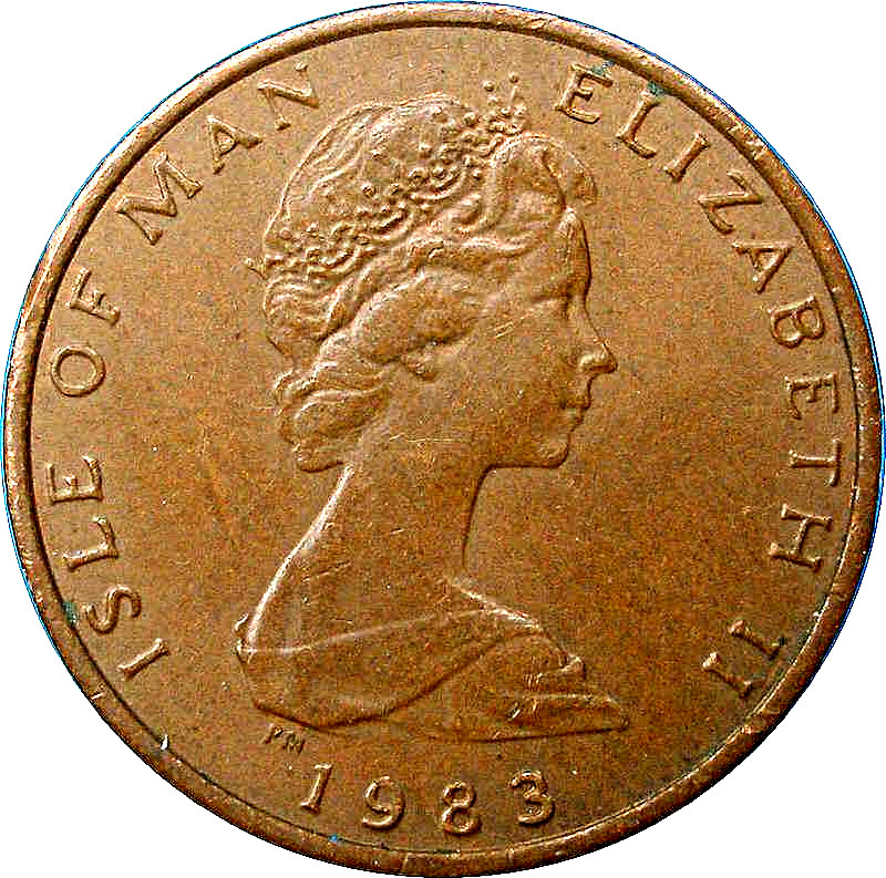 Isle of Man ½ Penny - Elizabeth II Stylized herring obverse
