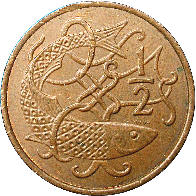 Isle of Man ½ Penny - Elizabeth II Stylized herring