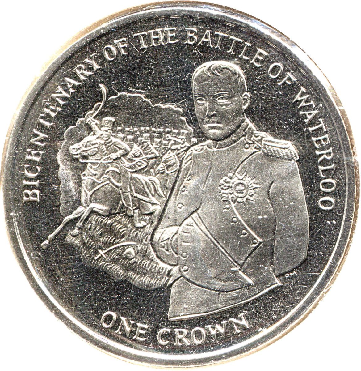 Isle of Man 1 Crown - Elizabeth II Waterloo - Napoléon reverse