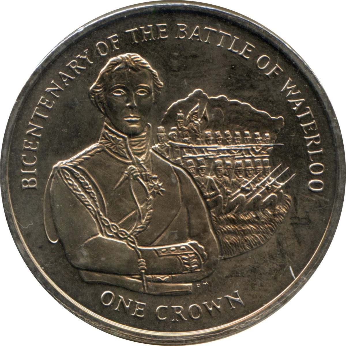 Isle of Man 1 Crown - Elizabeth II Waterloo - Wellington reverse