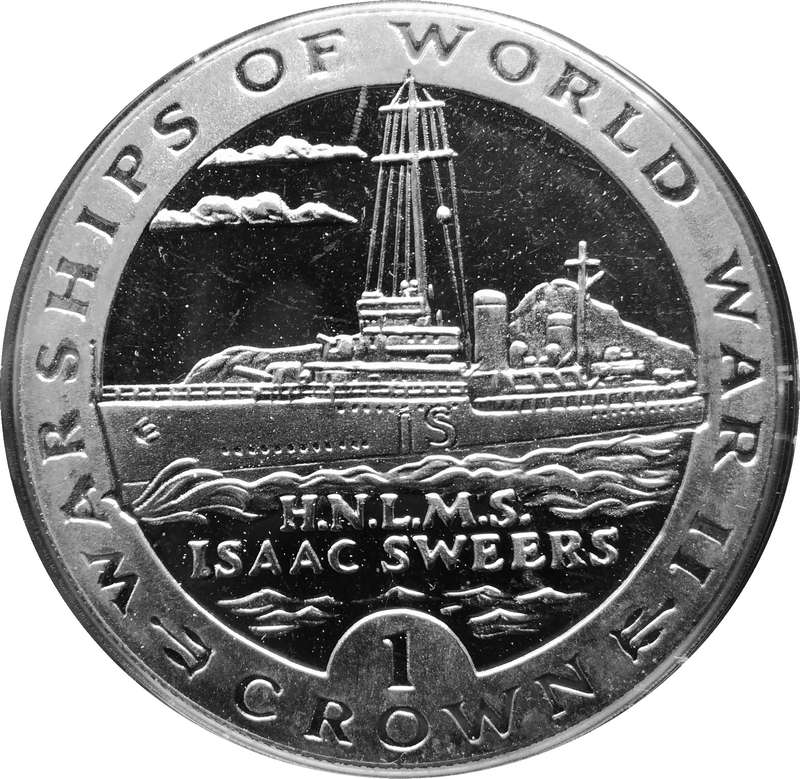 Gibraltar 1 Crown - Elizabeth II HNLMS Isaac Sweers reverse