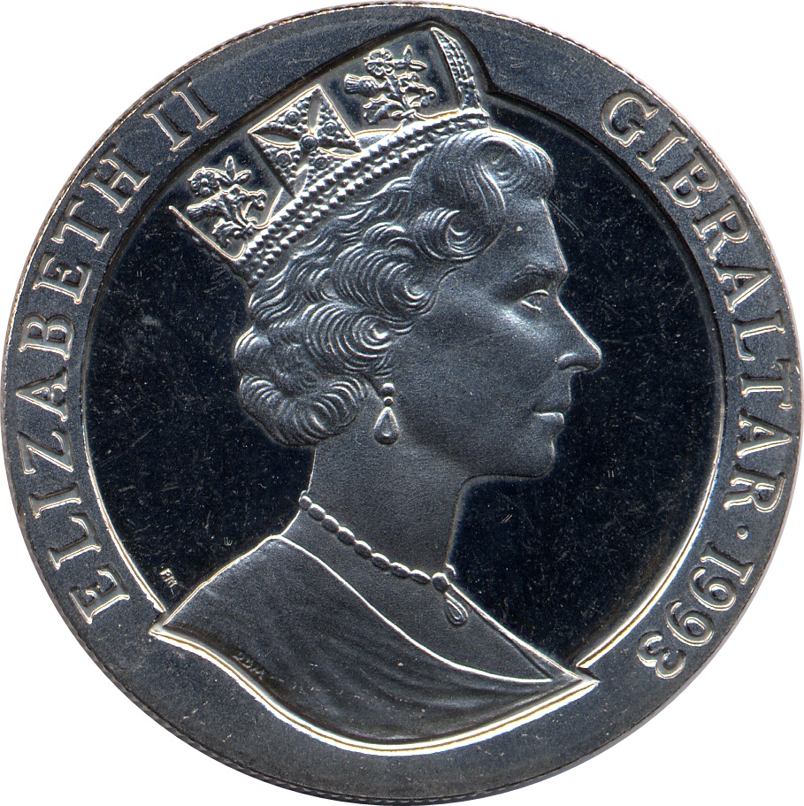 Gibraltar 1 Crown - Elizabeth II HMS Warspite obverse