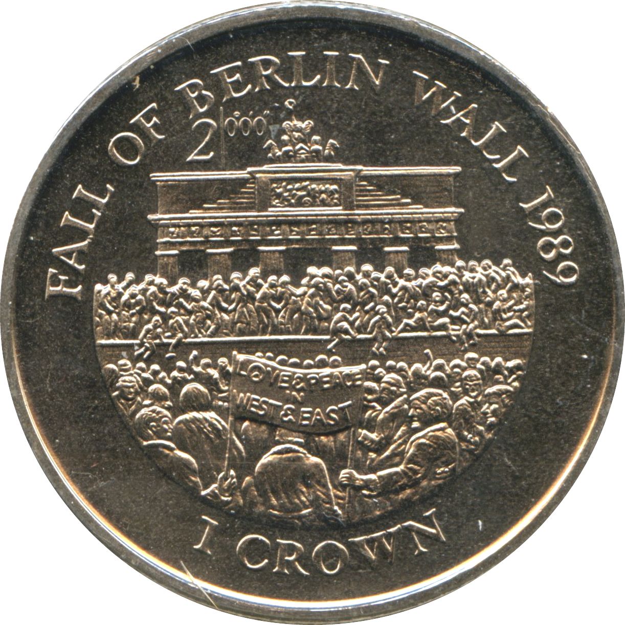 Isle of Man 1 Crown - Elizabeth II Fall of the Berlin Wall