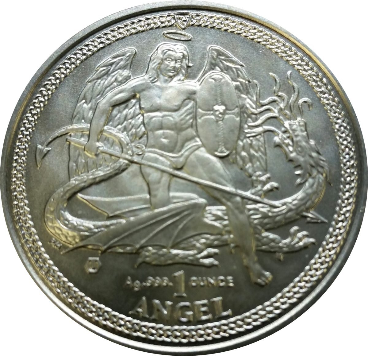 Isle of Man 1 Angel - Elizabeth II Archangel Michael facing right - redesigned; Silver