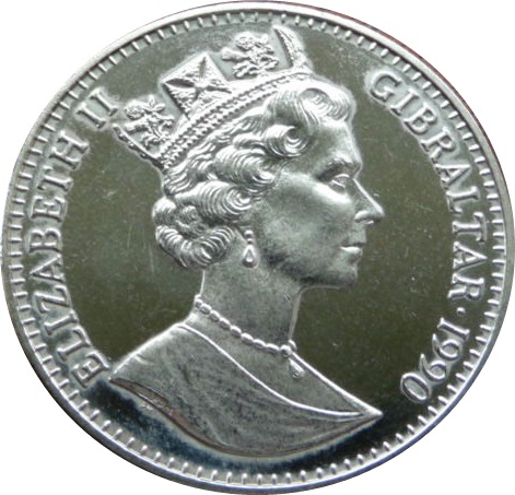 Gibraltar 1 Crown - Elizabeth II World Cup - Map obverse