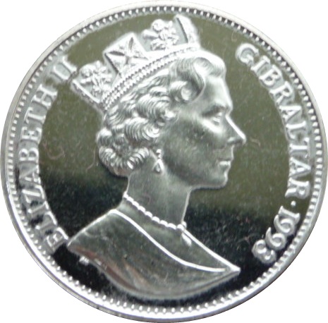 Gibraltar 1 Crown - Elizabeth II Dependant Territories Conference obverse