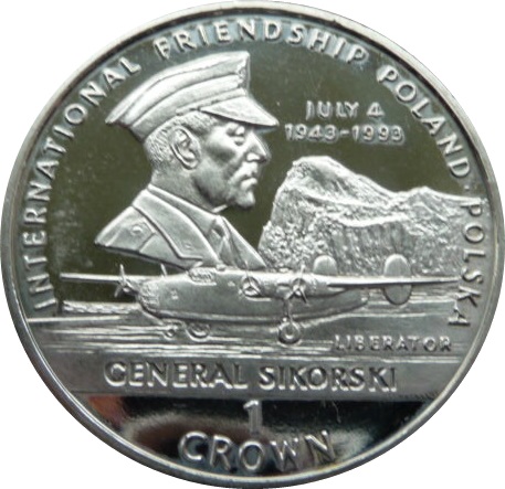 Gibraltar 1 Crown - Elizabeth II General Sikorski reverse