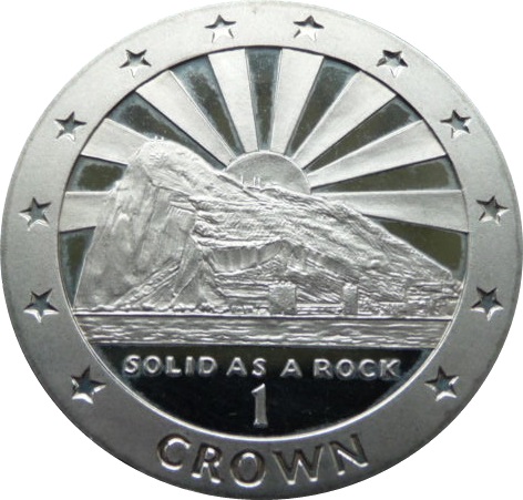 Gibraltar 1 Crown - Elizabeth II Rock of Gibraltar reverse