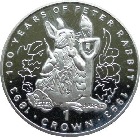 Gibraltar 1 Crown - Elizabeth II Peter Rabbit-100 years reverse