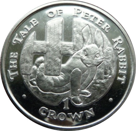 Gibraltar 1 Crown - Elizabeth II Peter Rabbit Escaping reverse