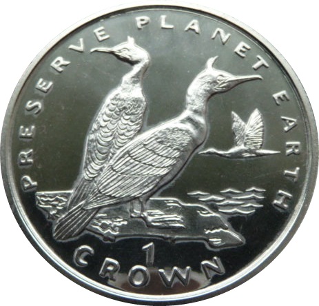 Gibraltar 1 Crown - Elizabeth II Shag Birds reverse