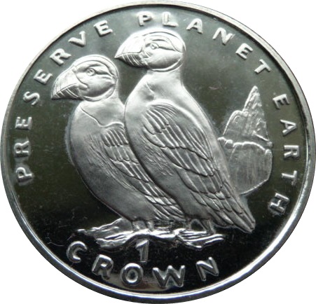 Gibraltar 1 Crown - Elizabeth II Atlantic Puffins reverse