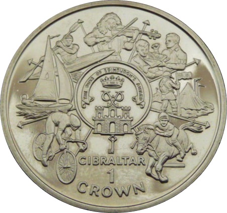 Gibraltar 1 Crown - Elizabeth II Duke of Edinburgh Award reverse