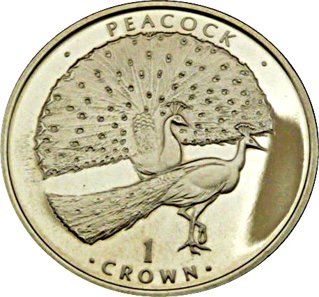 Gibraltar 1 Crown - Elizabeth II Peacock reverse