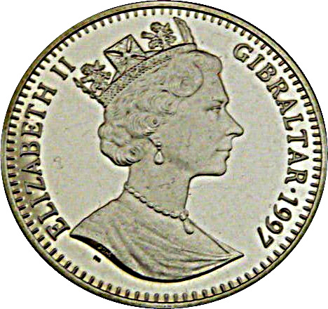 Gibraltar 1 Crown - Elizabeth II Peonies obverse