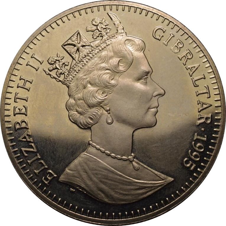 Gibraltar 1 Crown - Elizabeth II Javelin Thrower obverse