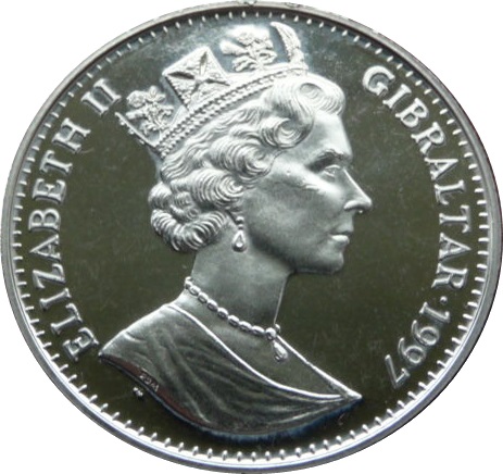 Gibraltar 1 Crown - Elizabeth II The New Mosque obverse