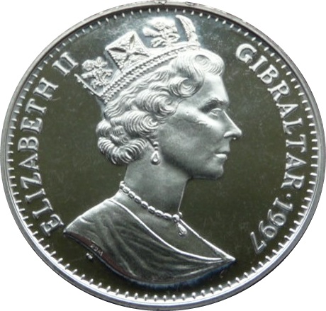 Gibraltar 1 Crown - Elizabeth II Queen with baby Prince Charles obverse