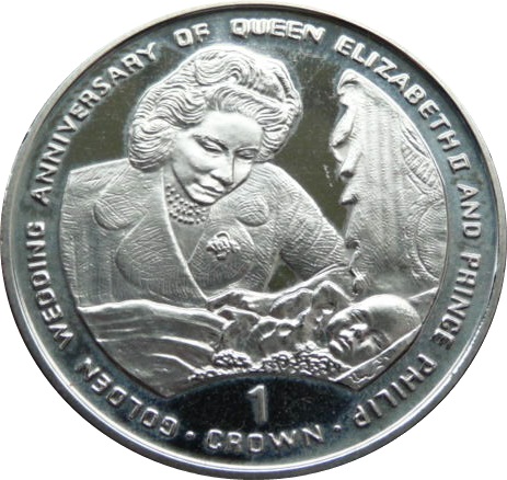 Gibraltar 1 Crown - Elizabeth II Queen with baby Prince Charles reverse