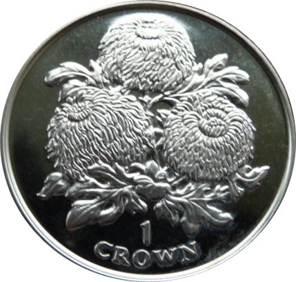 Gibraltar 1 Crown - Elizabeth II Three Blossoms - Chrysanthemum reverse