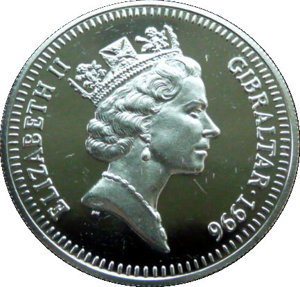 Gibraltar 5 Pounds - Elizabeth II Queen Elizabeth II 70th Birthday; Silver Proof obverse