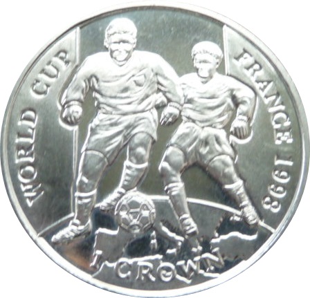 Gibraltar 1 Crown - Elizabeth II Two players, one with ball reverse