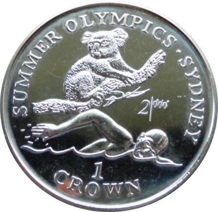 Gibraltar 1 Crown - Elizabeth II Swimmer and Koala reverse