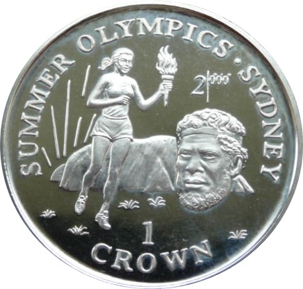 Gibraltar 1 Crown - Elizabeth II Aboriginal Woman holding torch