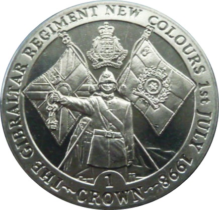 Gibraltar 1 Crown - Elizabeth II The Gibraltar Regiment New Colours reverse