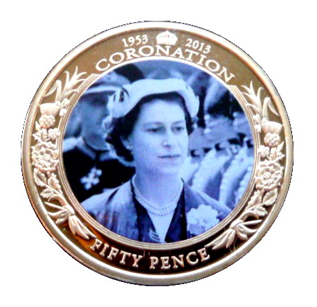 Tristan da Cunha 50 Pence - Elizabeth II Queen inspecting Guard